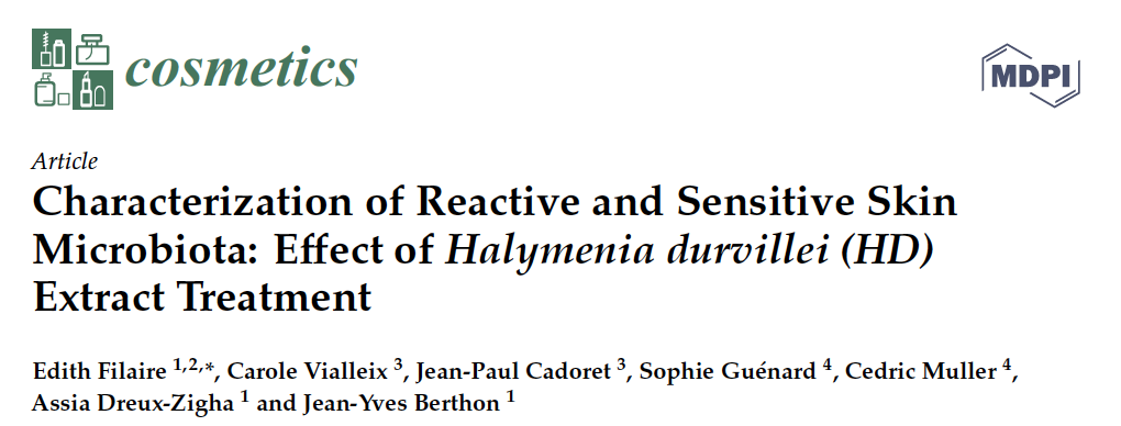 Cosmetics : Characterization of Reactive and Sensitive Skin Microbiota: Effect of Halymenia durvillei Extract Treatment