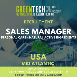 GREENTECH RECRUITMENT - Sales Manager - Mid Atlantic USA region