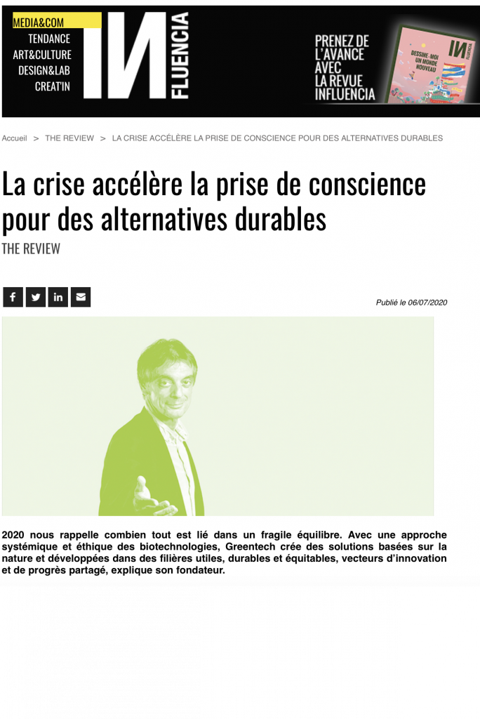 Interview JY BERTHON: la crise accélère la prise de conscience pour les alternatives durables greentech influencer