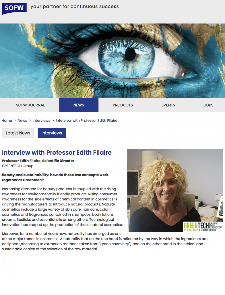 Greentech Interview with Prof Edith Filaire, Greentech's Scientific Director