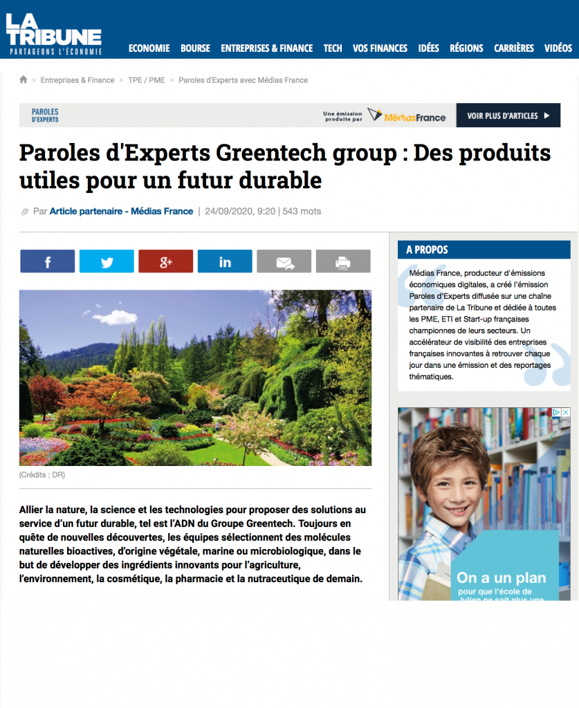 Greentech La Tribune 2020