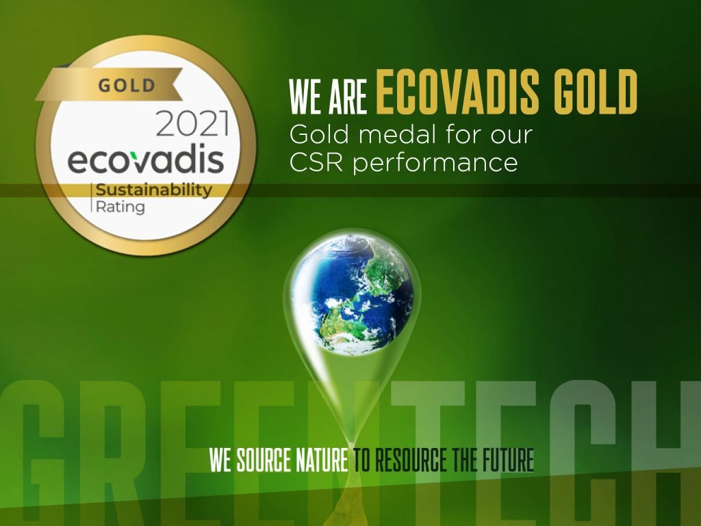 Greentech receives a ECOVADIS Gold medal
