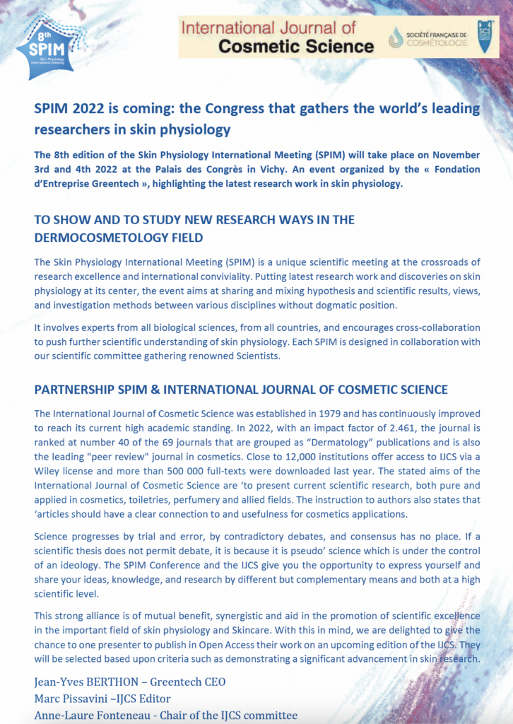 SPIM Greentech 2022 International Journal of Cosmetic Science